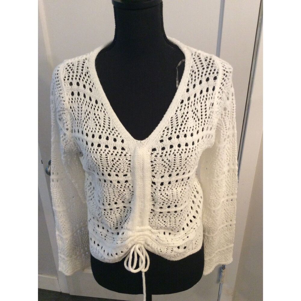 Crochet Knit Top Jolie & Joy Large L Boho Hippie Festival Coastal Cowgirl Cinch